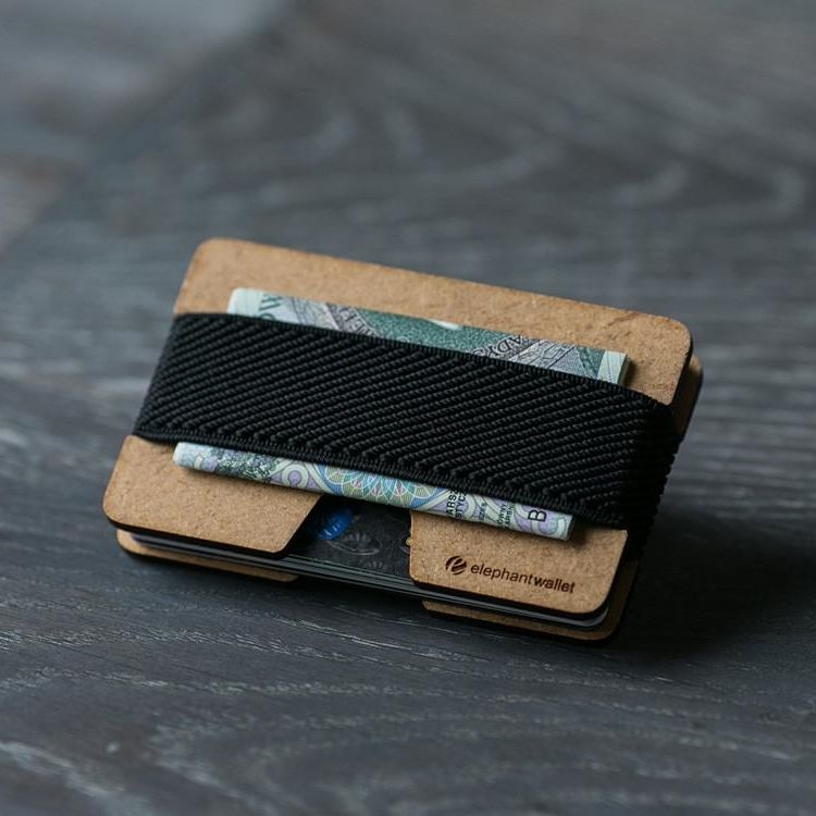 elephant Minimalist Wood Wallet - Wood/Black