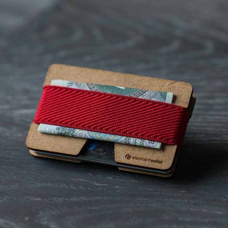 Minimalist Wood Wallet - Wood/Red