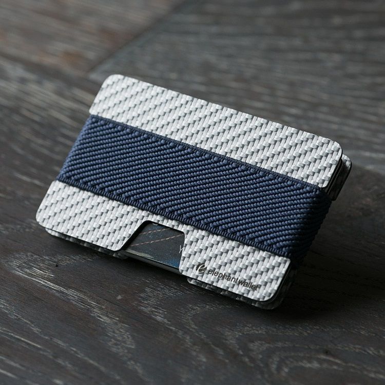 elephant Minimalist White Carbon Fiber Wallet - Carbon/Jeans