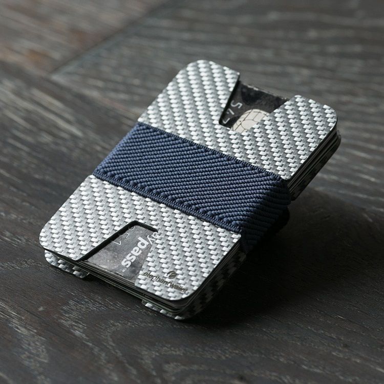 elephant Minimalist White Carbon Fiber Wallet - Carbon/Jeans