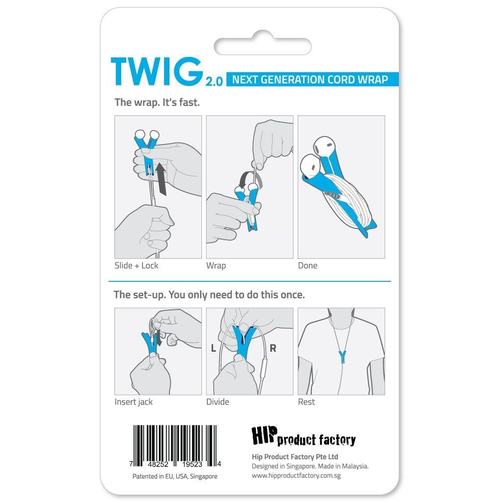 HIP TWIG headphone cord anti tangler for iPhone and Samsung - Blue