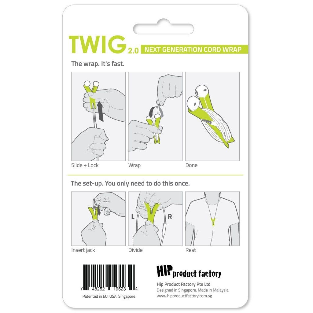 HIP TWIG headphone cord anti tangler for iPhone and Samsung - Green