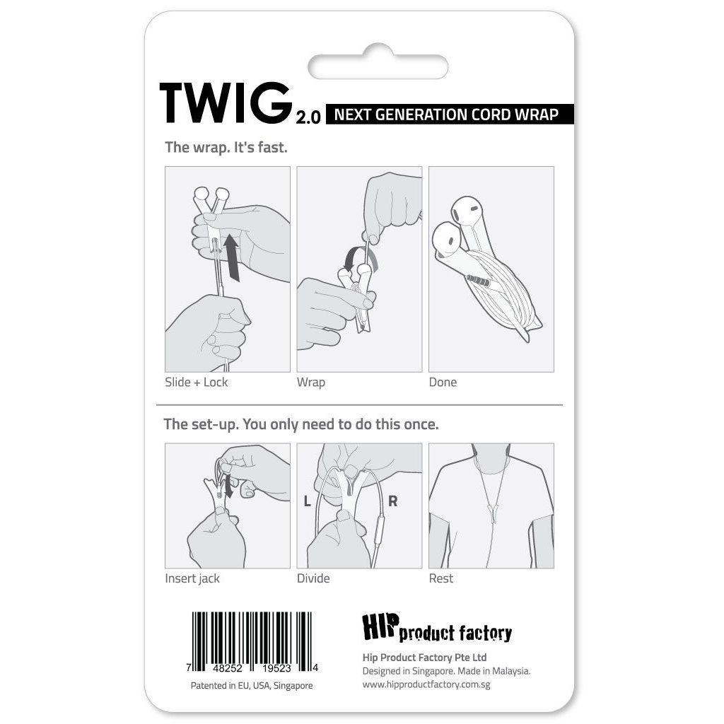 HIP TWIG headphone cord anti tangler for iPhone and Samsung - White