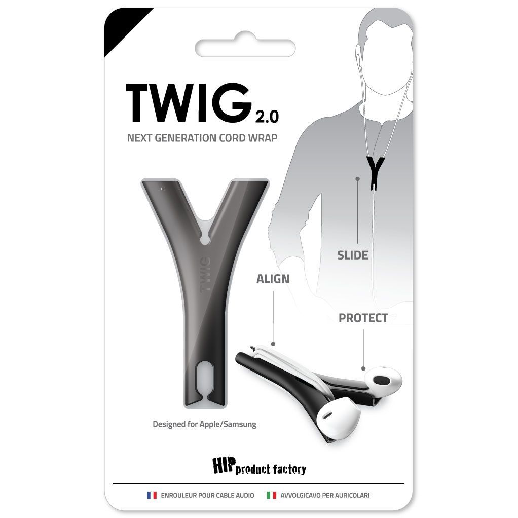 HIP TWIG headphone cord anti tangler for iPhone and Samsung - Black
