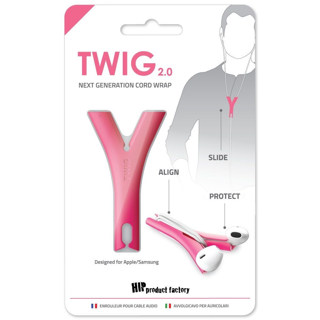 HIP TWIG headphone cord anti tangler for iPhone and Samsung - Pink