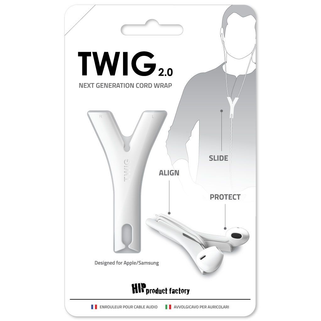 HIP TWIG headphone cord anti tangler for iPhone and Samsung - White