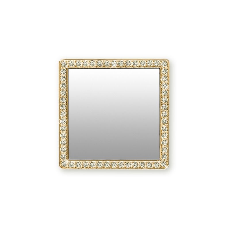 iDecoz Unbreakable Square Phone Mirror - Gold with Crystals