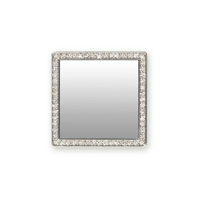 iDecoz Unbreakable Square Phone Mirror - Silver with Crystals