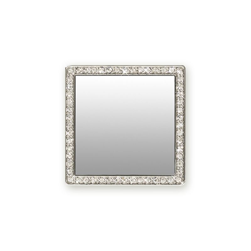 iDecoz Unbreakable Square Phone Mirror - Silver with Crystals