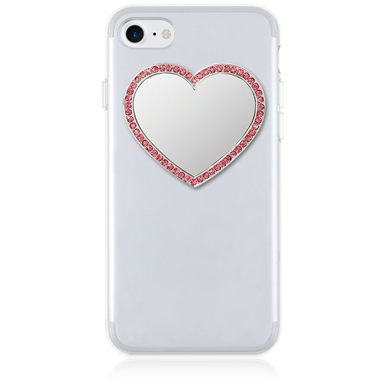 iDecoz Unbreakable Heart Phone Mirror - Silver with Pink Crystals