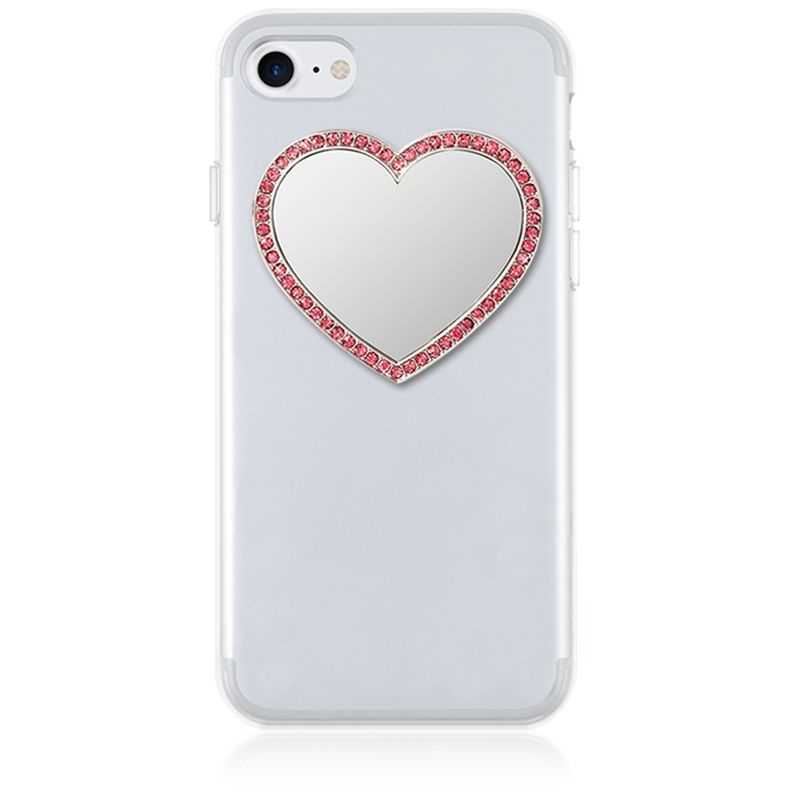 iDecoz Unbreakable Heart Phone Mirror - Silver with Pink Crystals