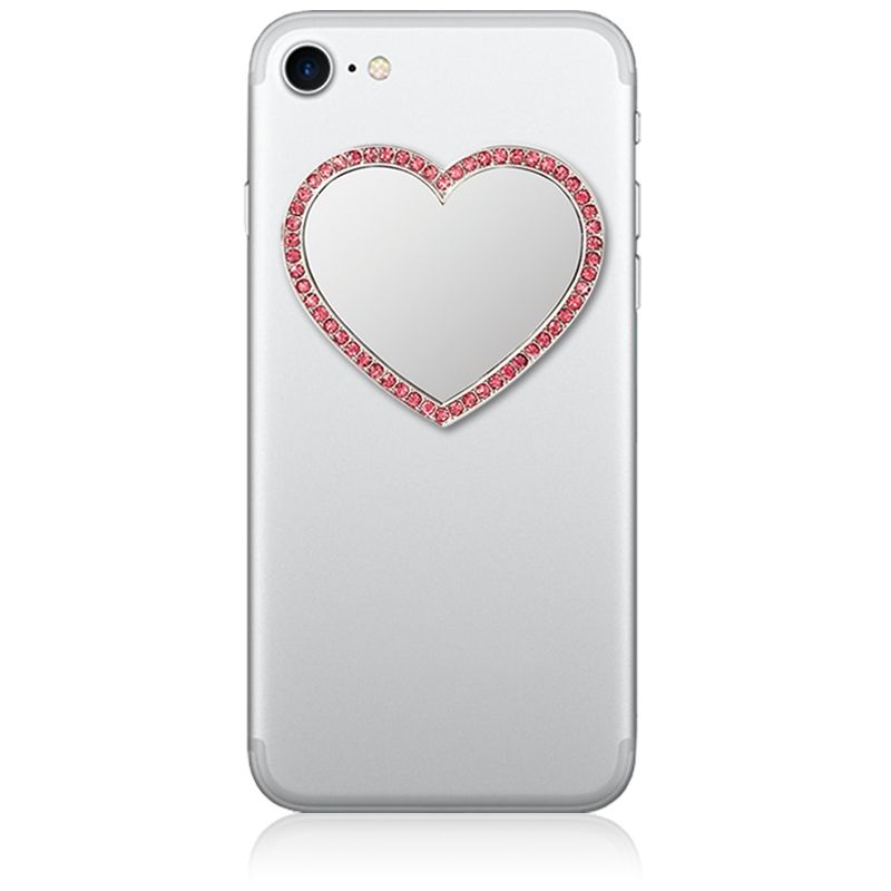 iDecoz Unbreakable Heart Phone Mirror - Silver with Pink Crystals