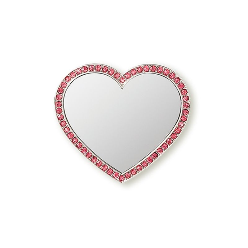 iDecoz Unbreakable Heart Phone Mirror - Silver with Pink Crystals