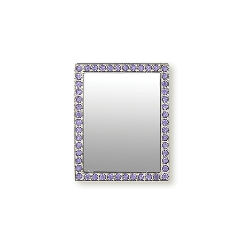 iDecoz Unbreakable Rectangle Phone Mirror - Silver with Purple Crystals