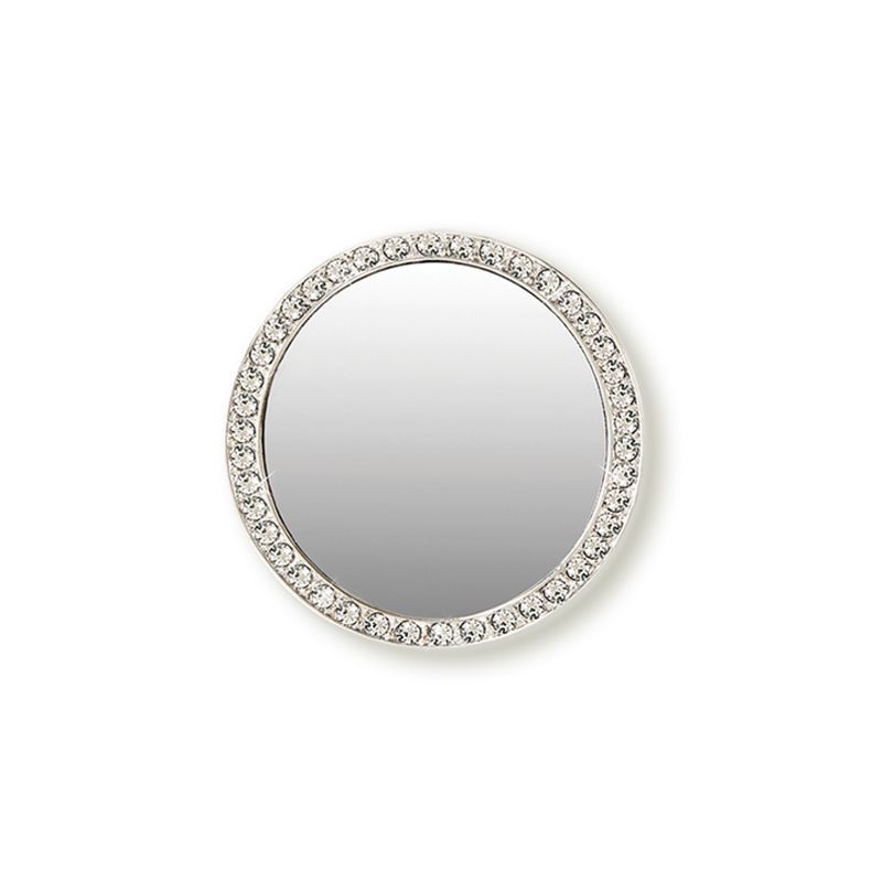 iDecoz Unbreakable Circle Phone Mirror - Silver with Crystals