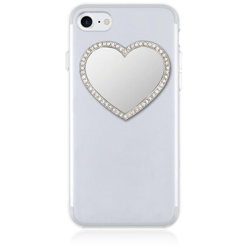 iDecoz Unbreakable Heart Phone Mirror - Silver with Crystals
