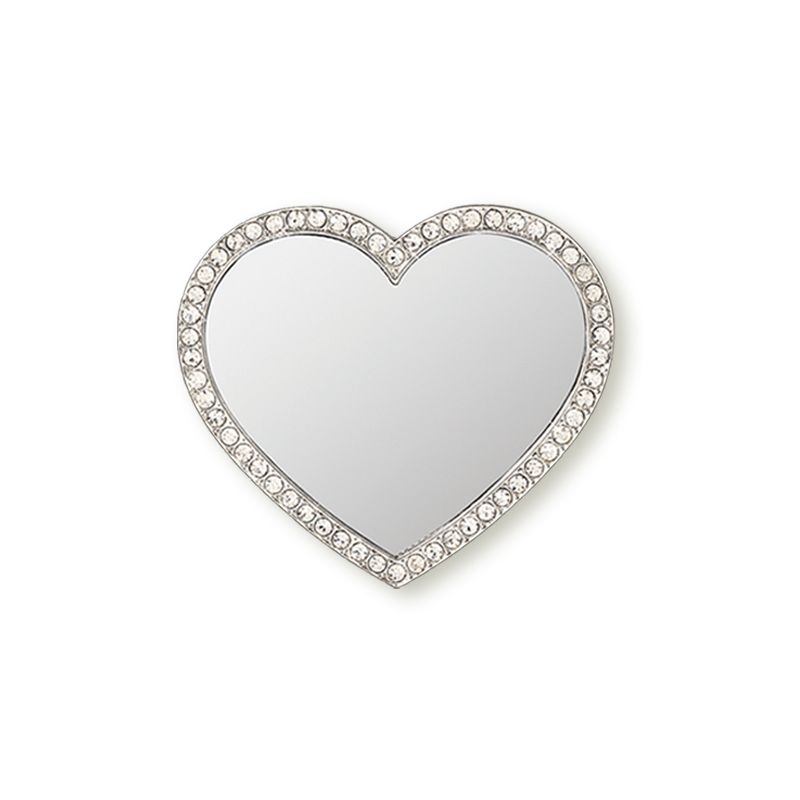 iDecoz Unbreakable Heart Phone Mirror - Silver with Crystals