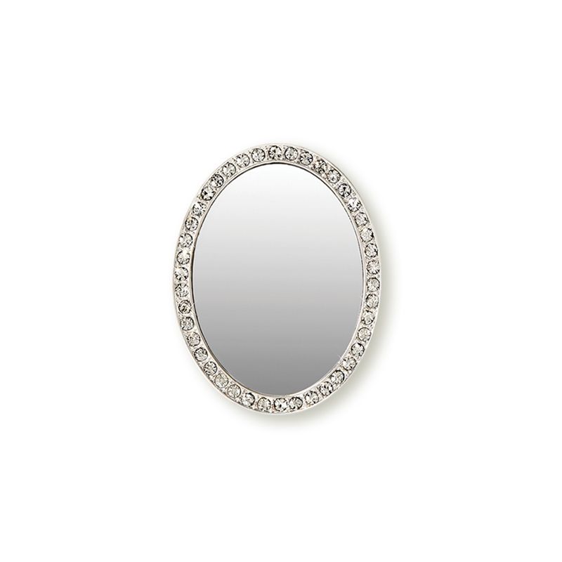 iDecoz Unbreakable Oval Phone Mirror - Silver with Crystals