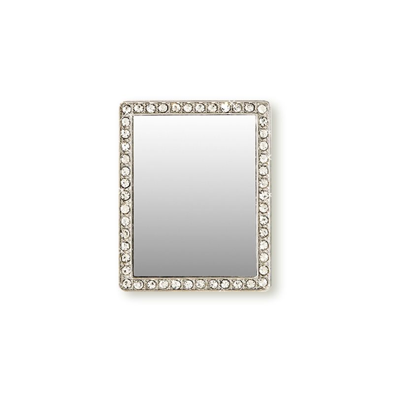 iDecoz Unbreakable Rectangle Phone Mirror - Silver with Crystals