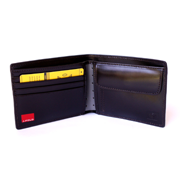 J.FOLD Leather Wallet with Coin Pouch Emboss - Dark Grey