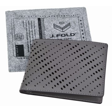 J.FOLD Leather Wallet with Coin Pouch Reverb - Grey