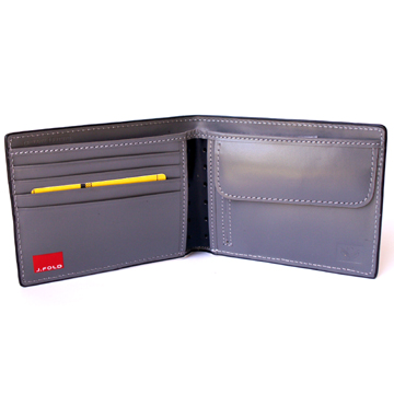 J.FOLD Leather Wallet with Coin Pouch Reverb - Grey