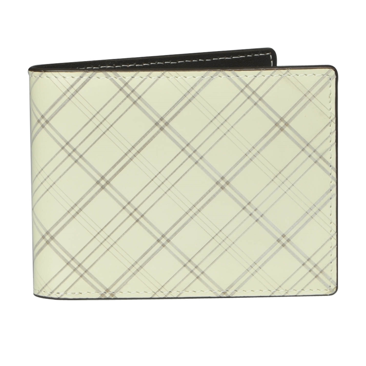 J.FOLD Leather Wallet Plaid - Ivory