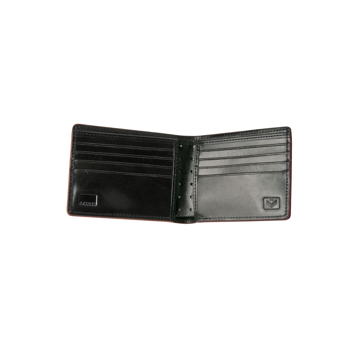 Mens Leather Wallets Bifold Black/Red