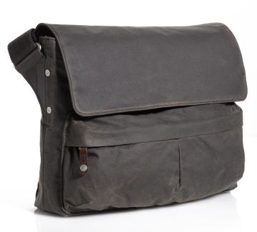 J.FOLD Cargo Waxed Canvas 15 Laptop Messenger - Chocolate