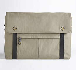 J.FOLD Train Coated Canvas 15 Laptop Messenger - Stone