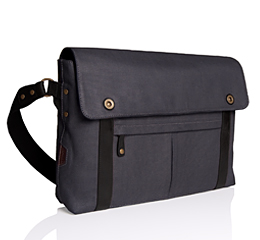 J.FOLD Train Coated Canvas 15 Laptop Messenger - Charcoal