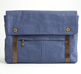 J.FOLD Train Coated Canvas 15  Laptop Messenger - Navy