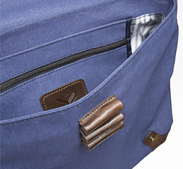 J.FOLD Courier Coated Canvas 15  Laptop Messenger - Navy