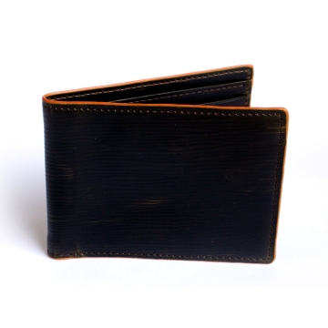 J.FOLD Heavy Grain Leather Wallet - Dark Brown/ Orange Trim