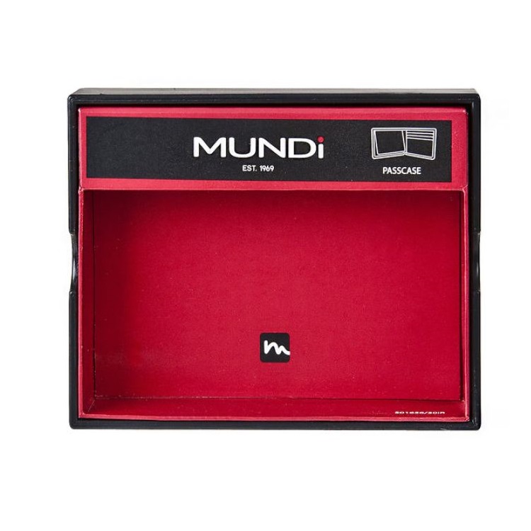 MUNDI Men's Pebble Leather Passcase Wallet - Black