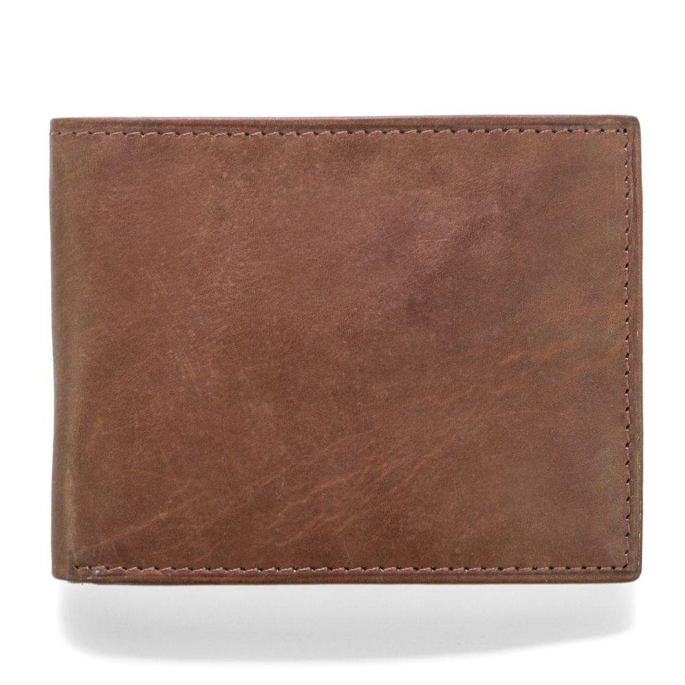 Men's Crunch Leather Passcase Wallet - Brown