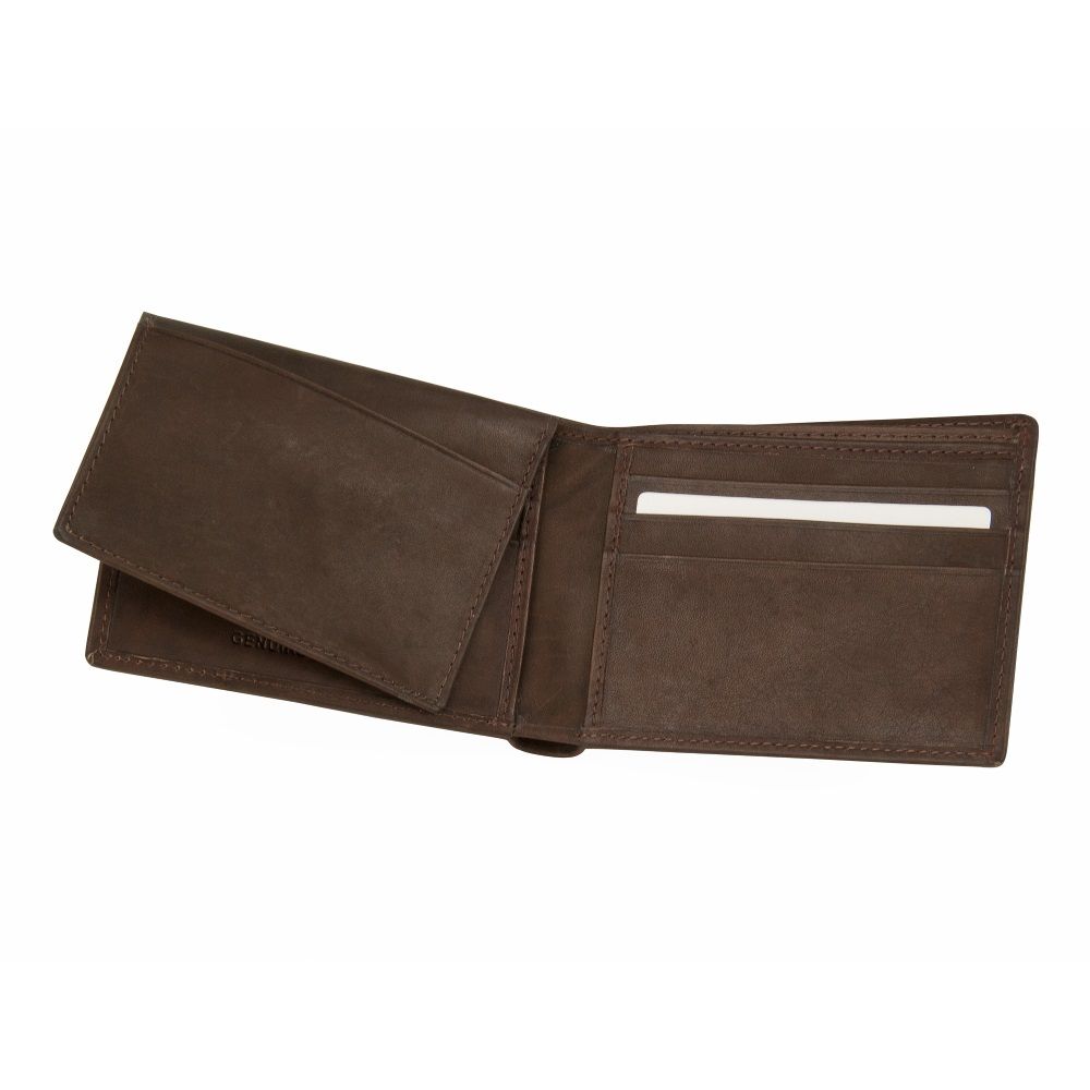 MUNDI Men's Antique Leather Passcase Wallet - Brown