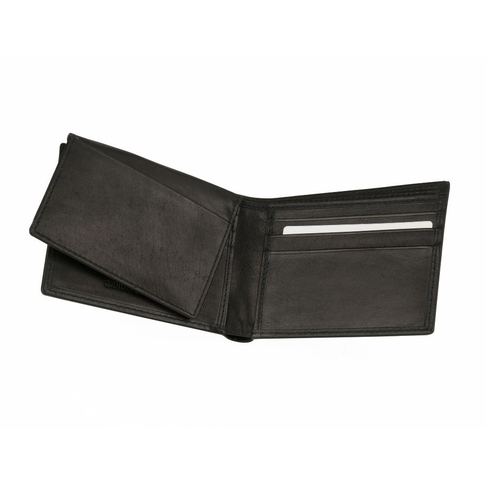 MUNDI Men's Antique Leather Passcase Wallet - Black