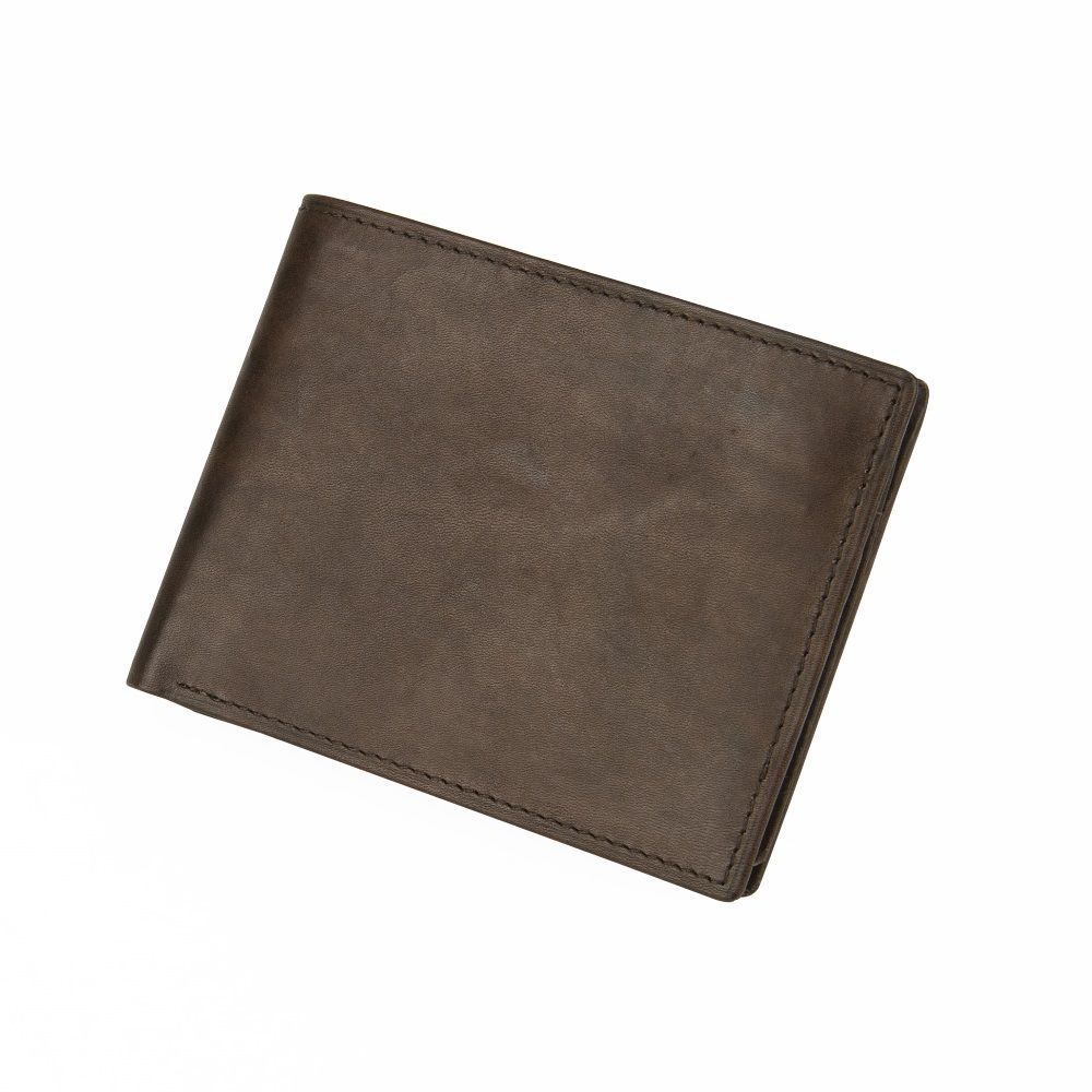 Men's Antique Leather Passcase Wallet - Dark Brown