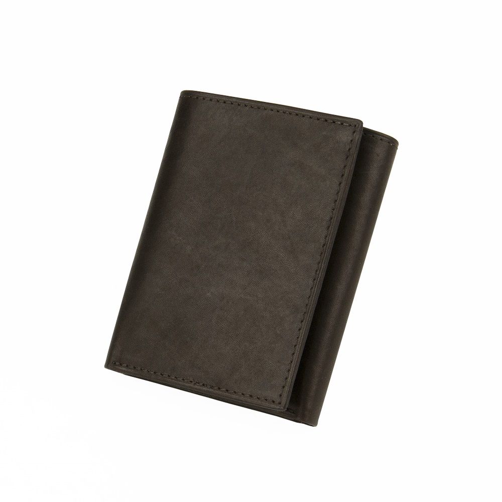 Men's Antique Leather Trifold Wallet - Black