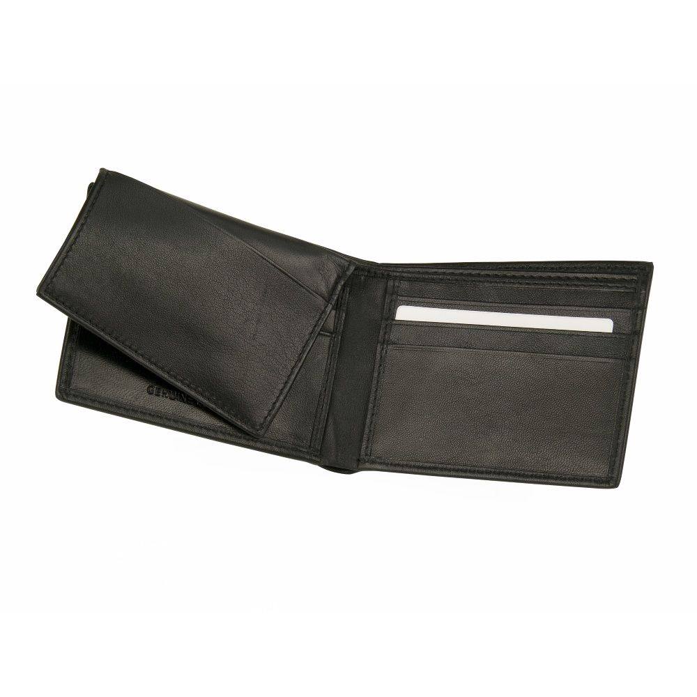 MUNDI Men's Leather Passcase Wallet - Black