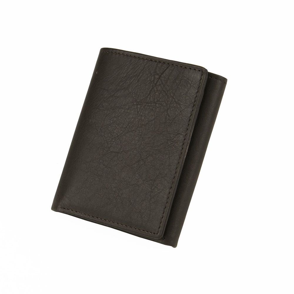 Men's Leather Trifold Wallet - Brown