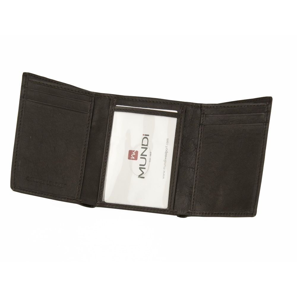 MUNDI Men's Leather Trifold Wallet - Brown