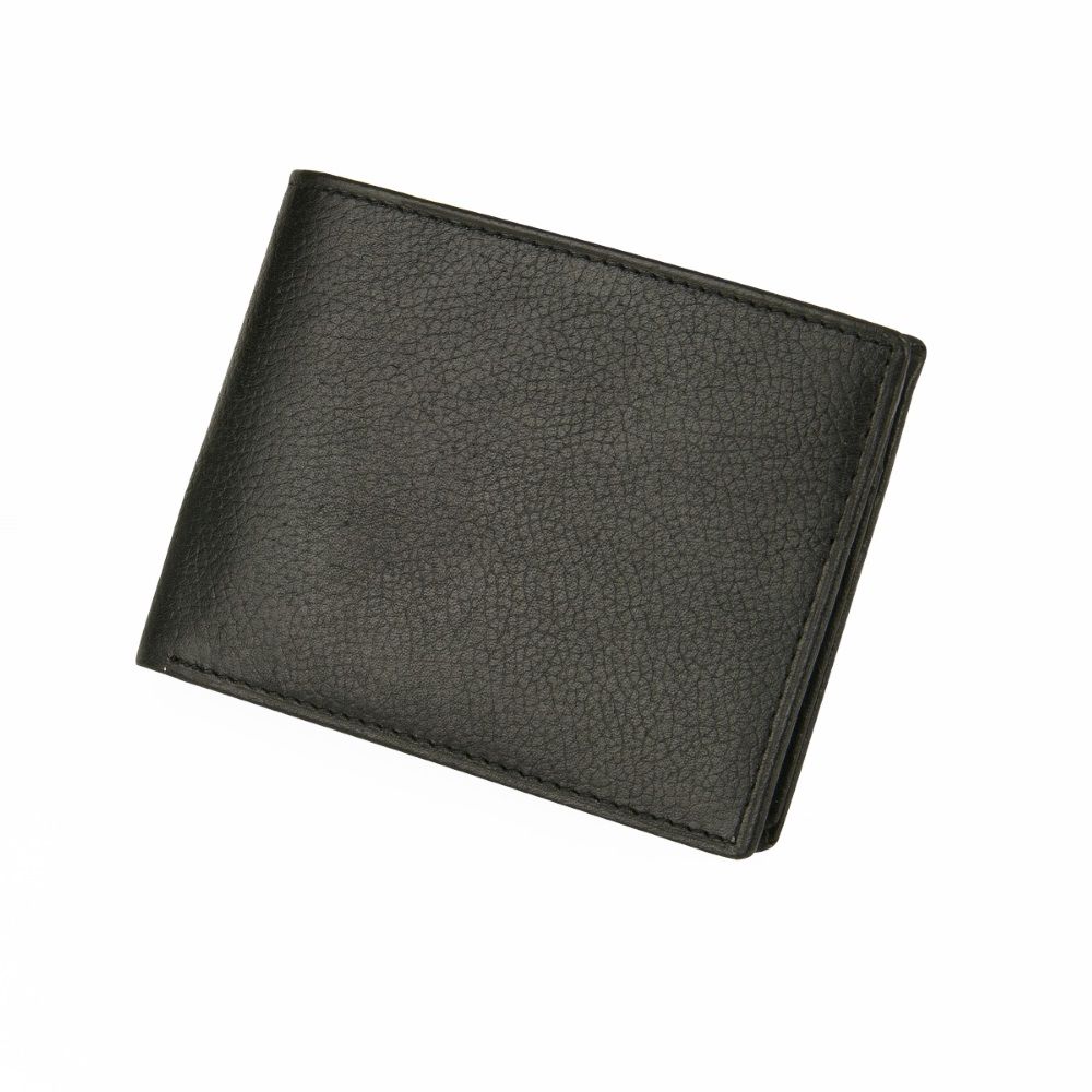 Men's Pebble Leather Passcase Wallet - Black