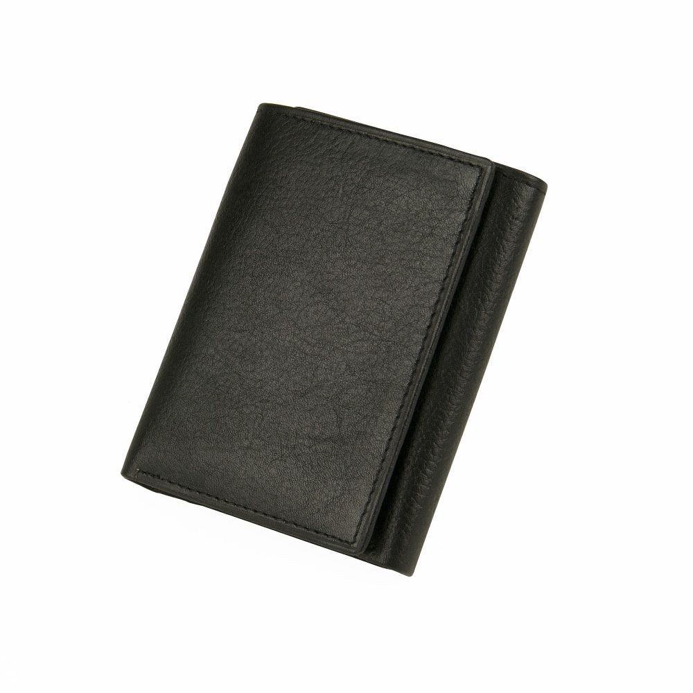 Men's Pebble Leather Trifold Wallet - Black