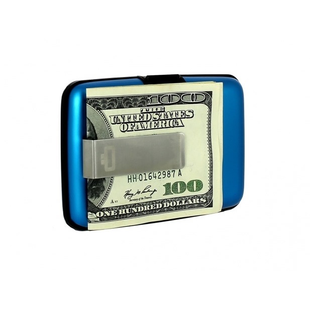 OGON Aluminum Wallet with Money Clip - Blue