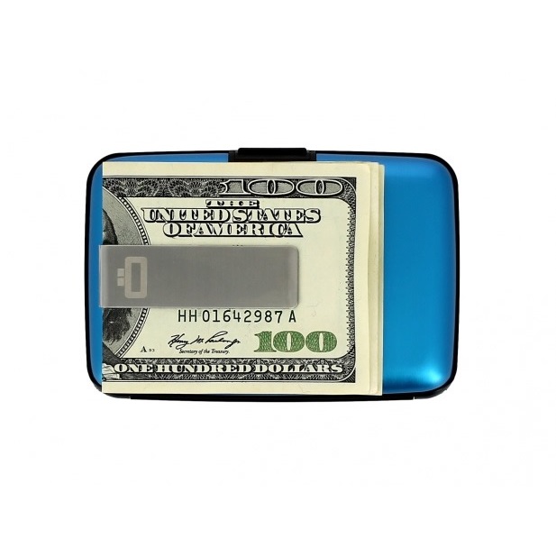 OGON Aluminum Wallet with Money Clip - Blue