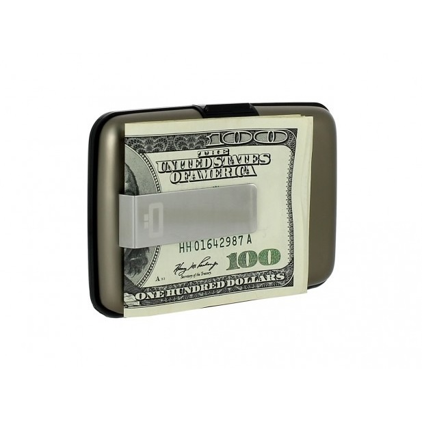 OGON Aluminum Wallet with Money Clip - Dark Grey
