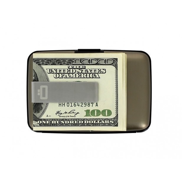 Aluminum Wallet with Money Clip - Dark Grey