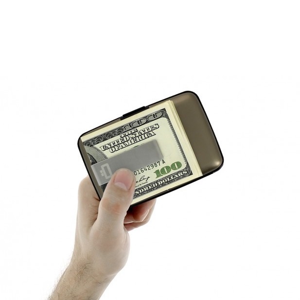 OGON Aluminum Wallet with Money Clip - Dark Grey